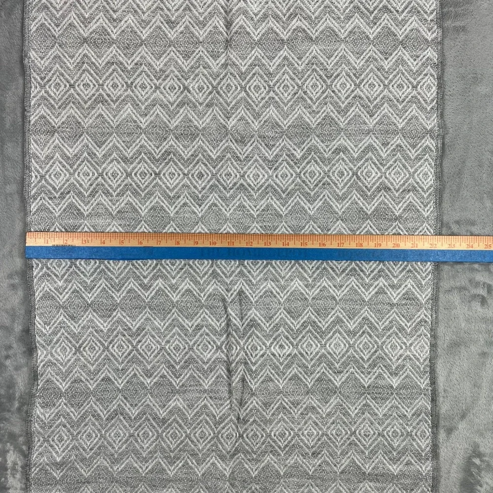 TINKUY PERU Scarf Unisex OS Grey 100% Alpaca Geometric Diamond Fringe